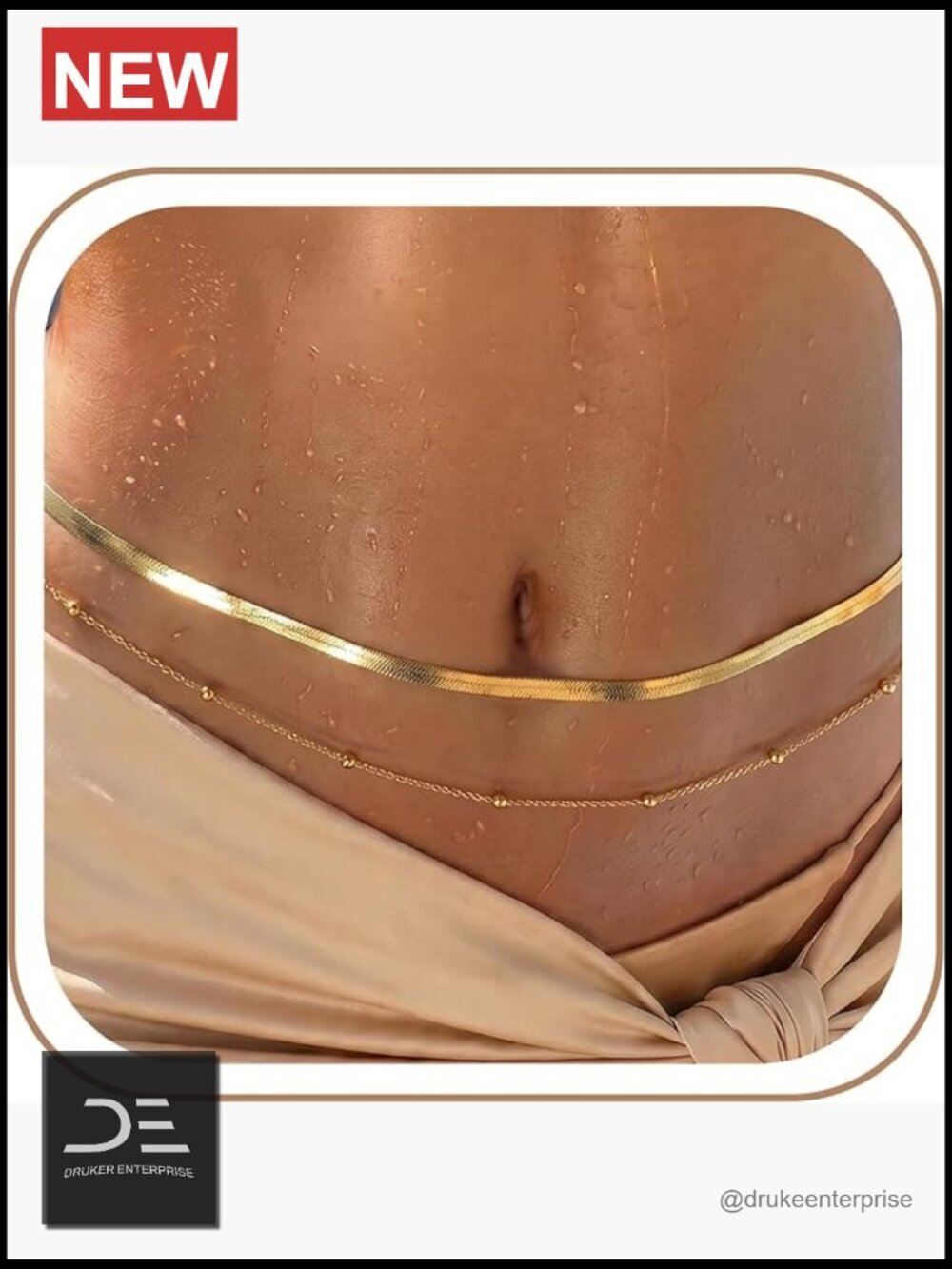18K Gold Plated Layered Waist Chain for Women Adjustable Body Chain Festival